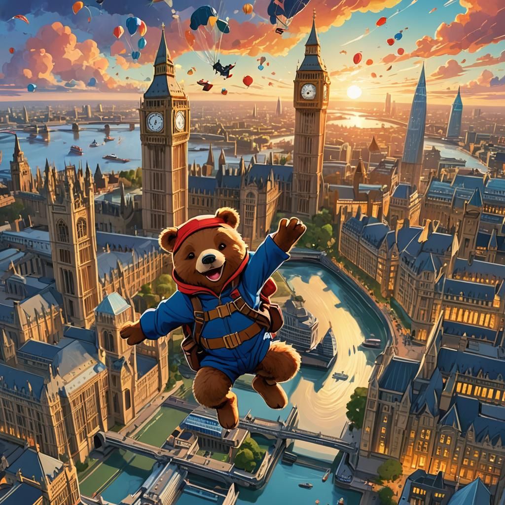 Paddington Bear Skydiving: Anime Key Visual