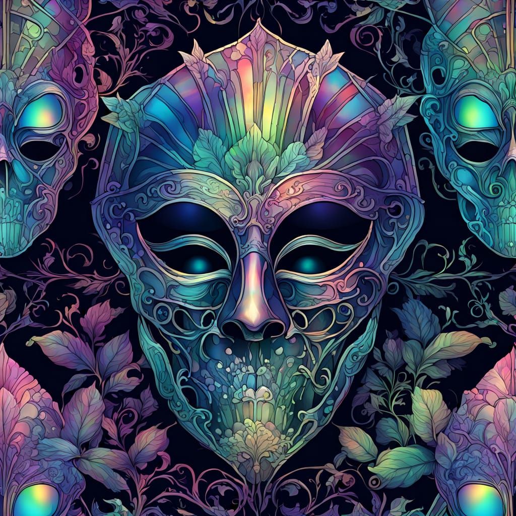 Iridescent X-Ray Medieval Masquerade Vector Art