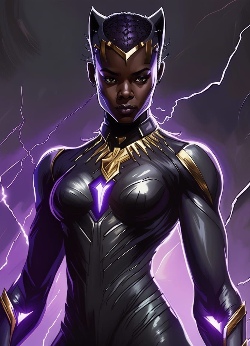 Female Black Panther in Hyperdetailed Marvel Comics Style
