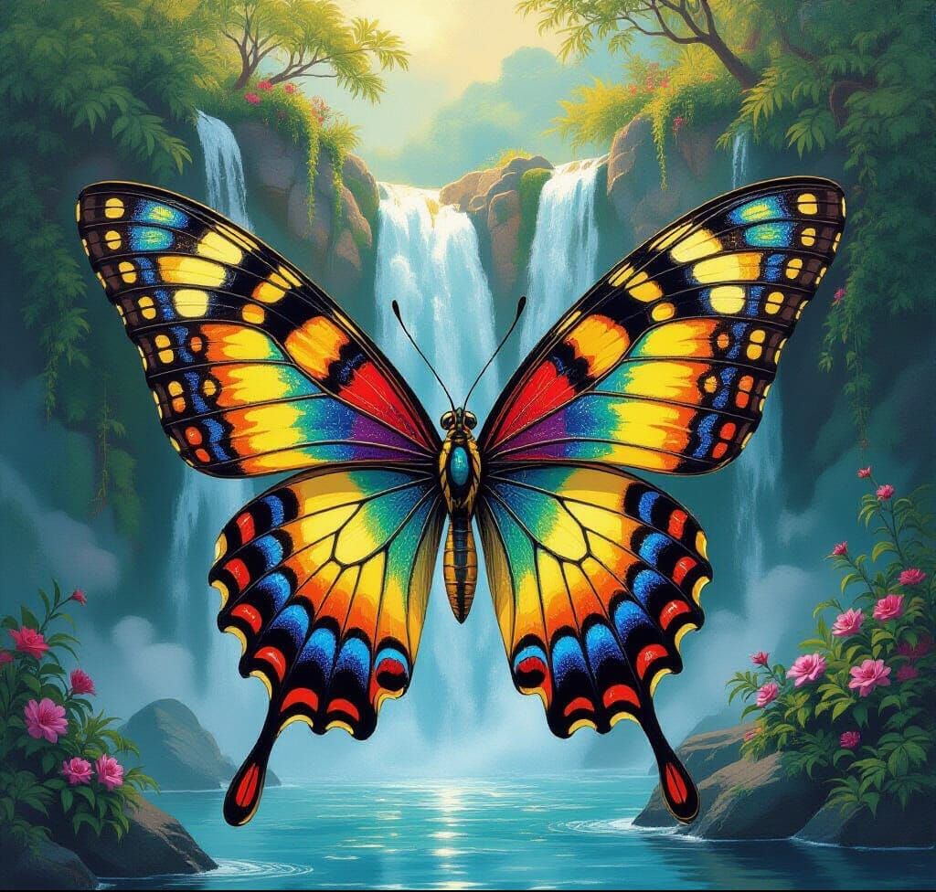 Butterfly with Filigree Wings, Art Nouveau Style