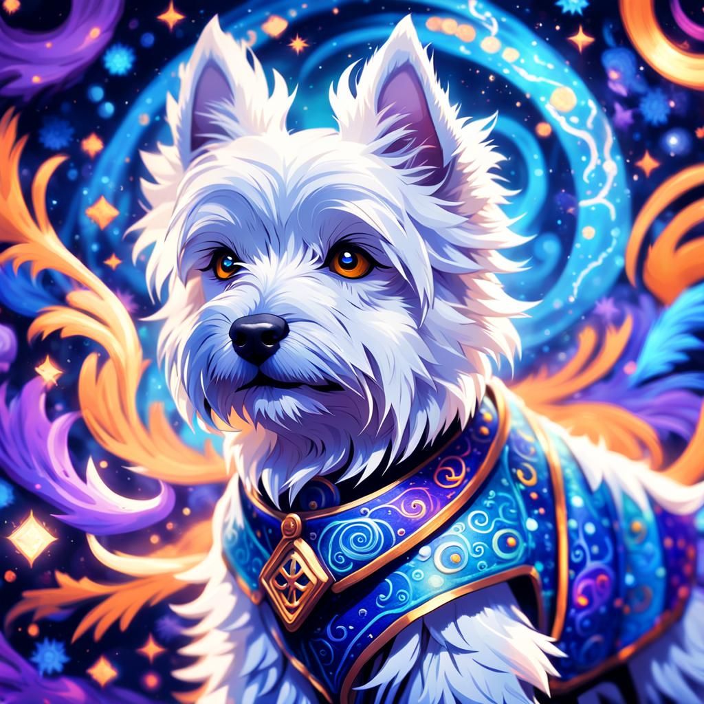 Anime Westie Portrait in Fantasy Concept Art