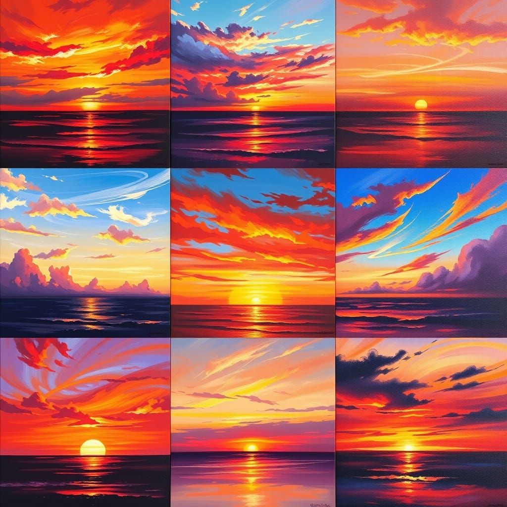 Create a grid of 3 by 3 images for a total of 9 images. Each...