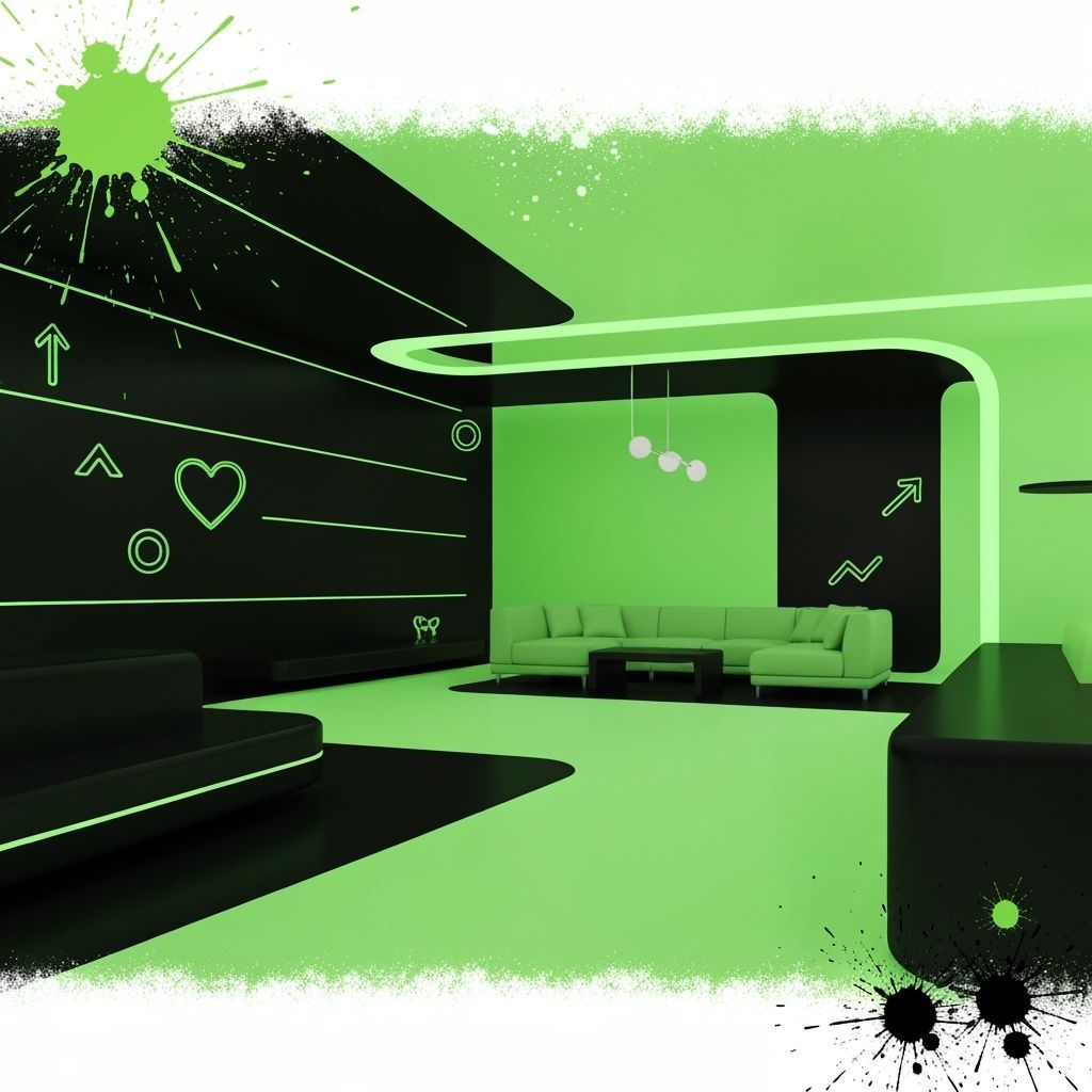 Minimalist Interior Design with Neon Green and Black Accents
