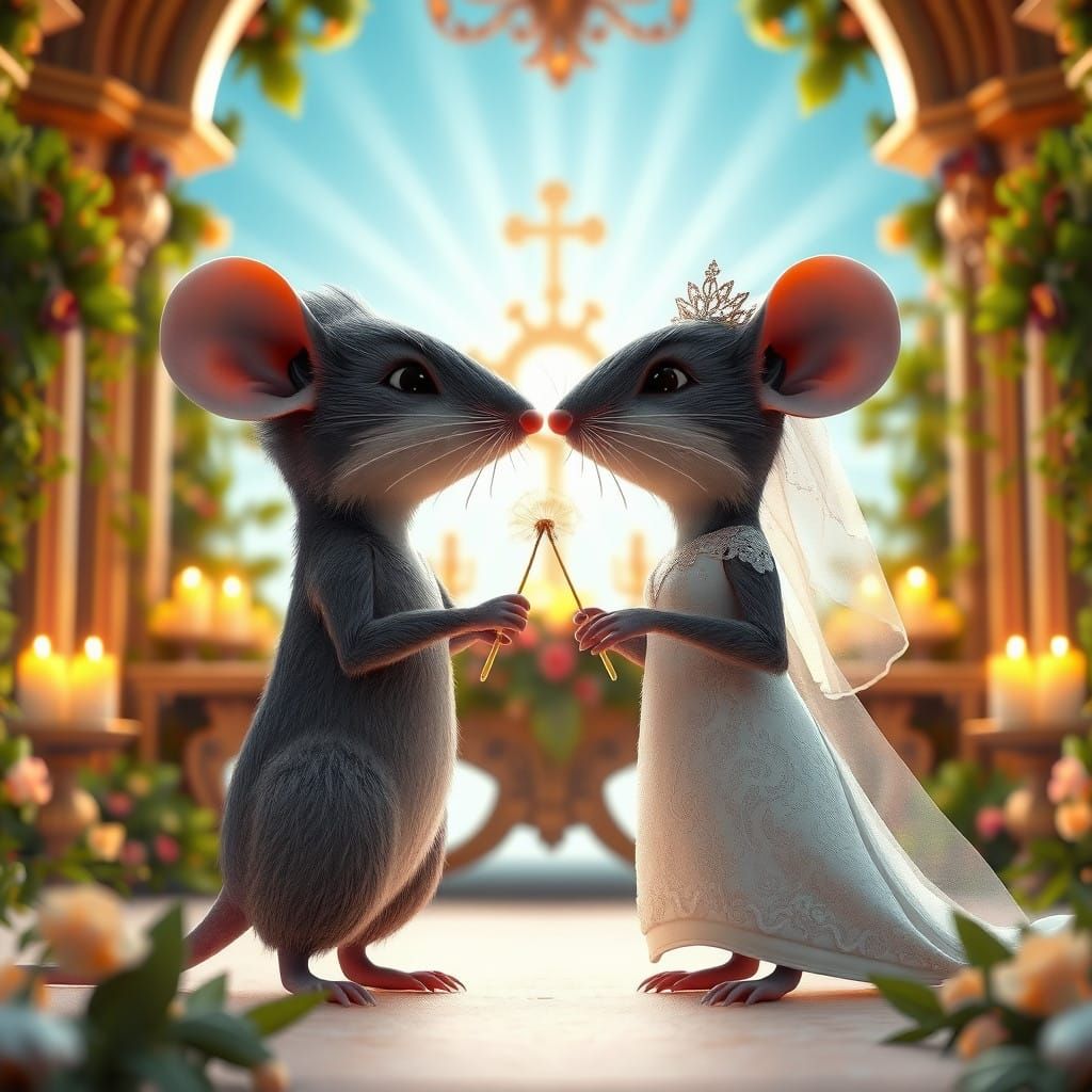 Enchanted Whimsical Wedding Scene in Digital Art