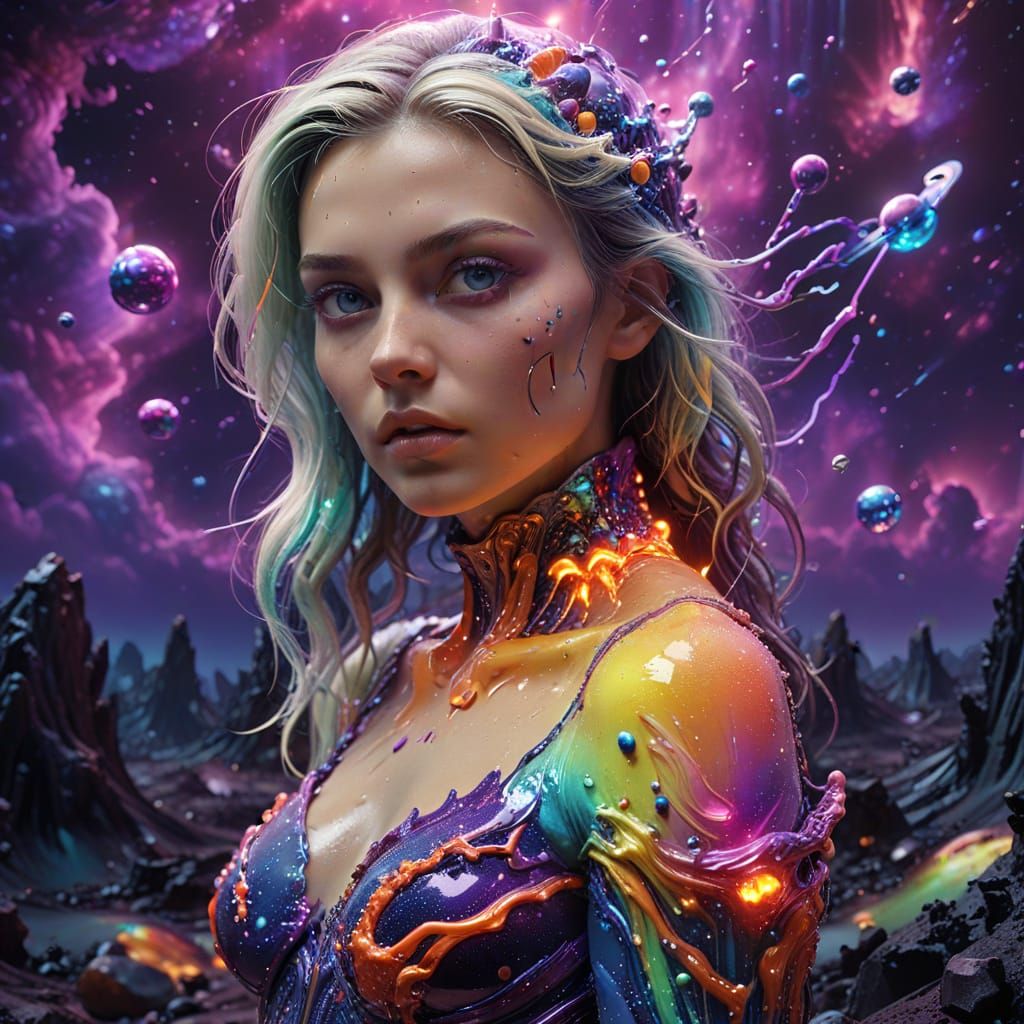 Glowing Cosmic Abyss in Vibrant Fluorescent Hues