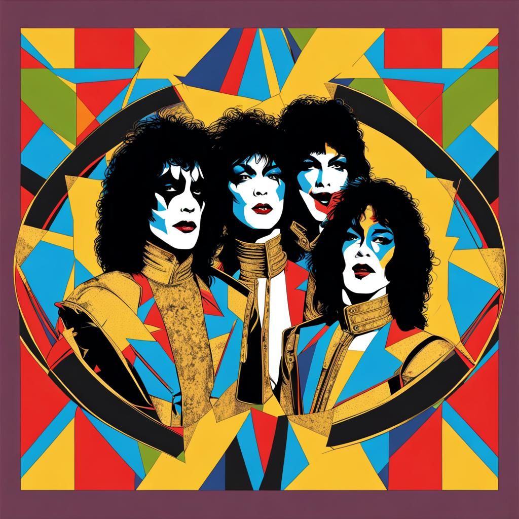 Kiss Rock Band in Pop Art Style