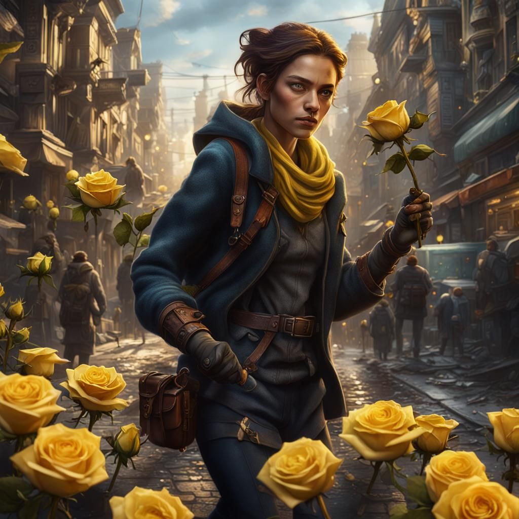 Female Thief Picking Pockets on a Busy Street