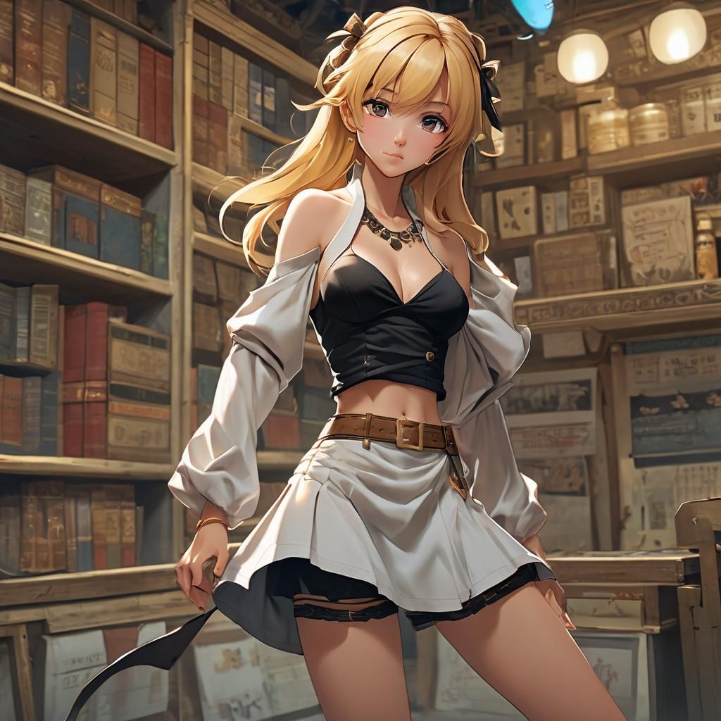 Honey-Blonde Anime Girl in Cel-Shaded Manga Style