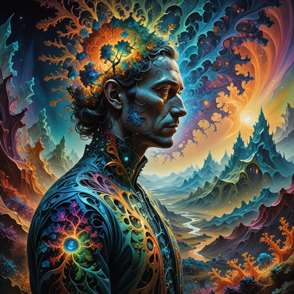 Ethereal Figure in Fractal Dreamscape