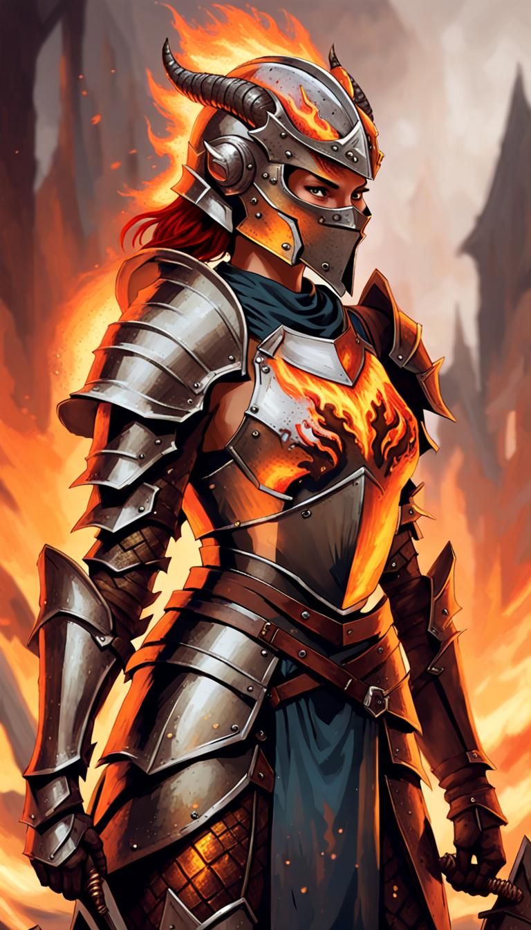 Fierce Dragonborn Knight Stands Ready
