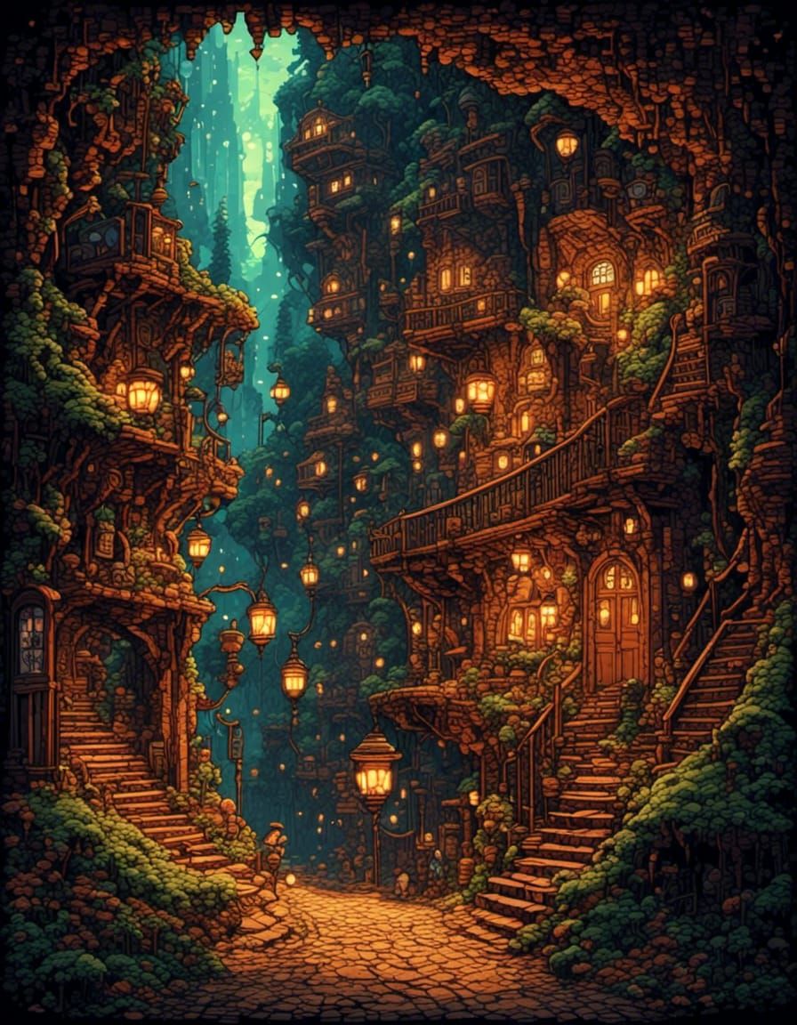 Breathtaking Pixel Art Dungeon Interior