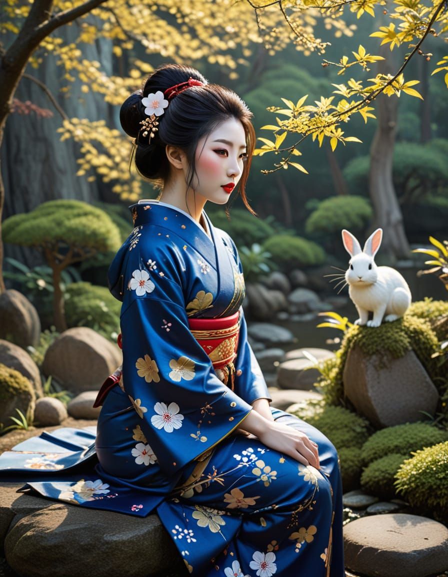 Serene Geisha in a Zen Garden