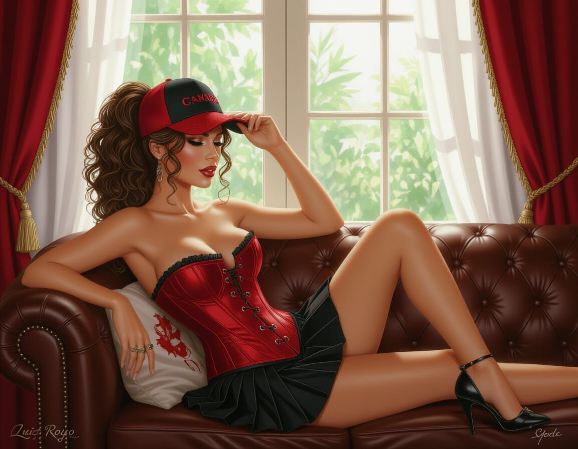 Stunning Woman in Corset, Hyperrealistic Illustration