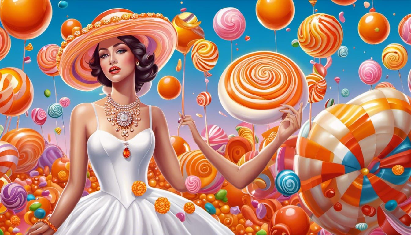 Whimsical Woman with Jewel in Candy Art Style