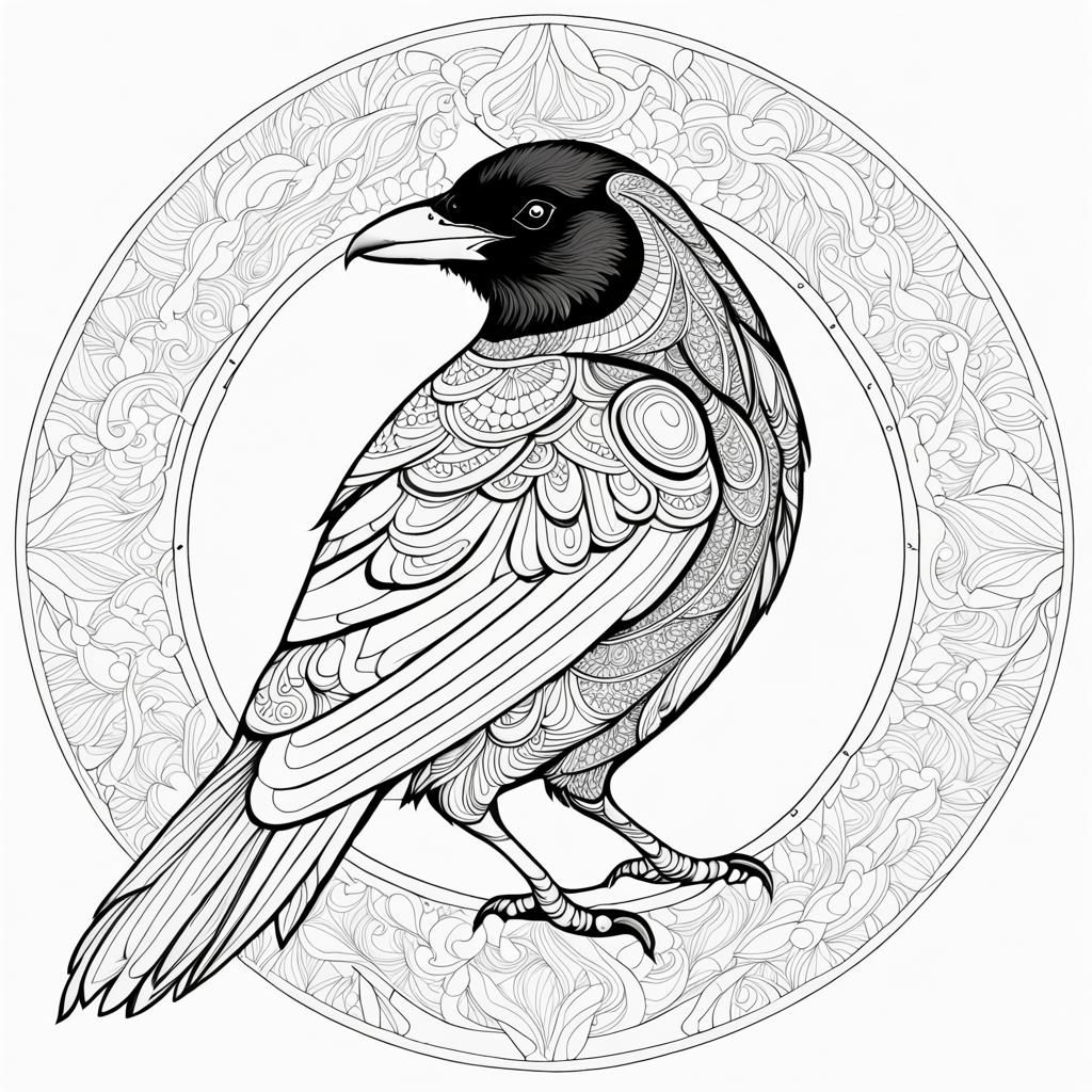 Raven Mandala Coloring Page for Adults