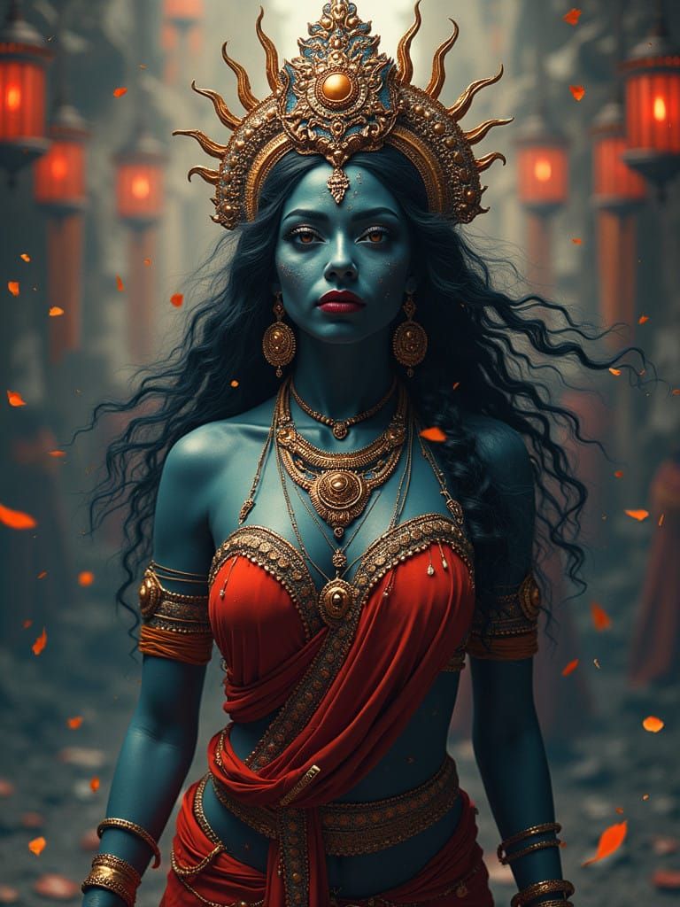 Goddess Kali as a Beautiful Woman in Fantasy Art