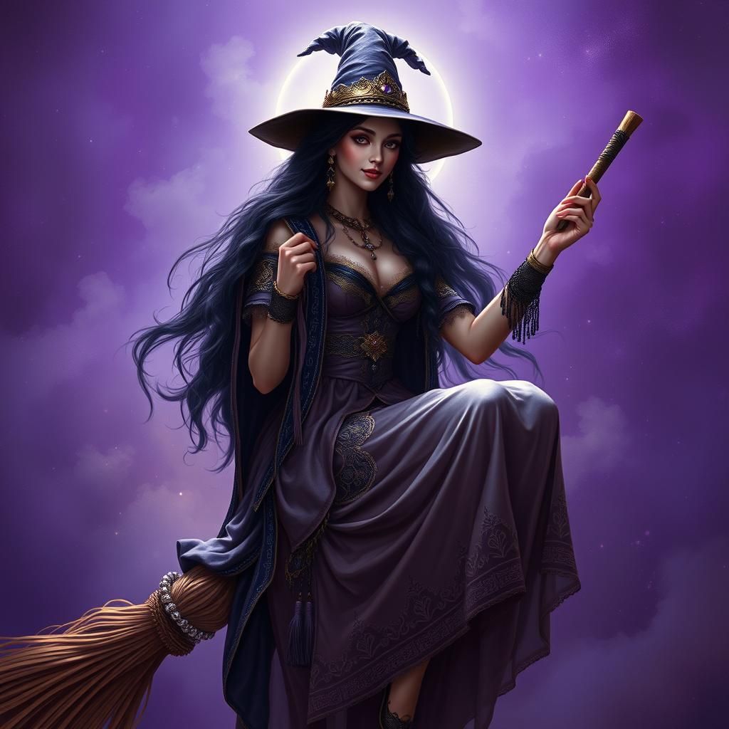 Ethereal Goddess of Witches in Impressionistic Style