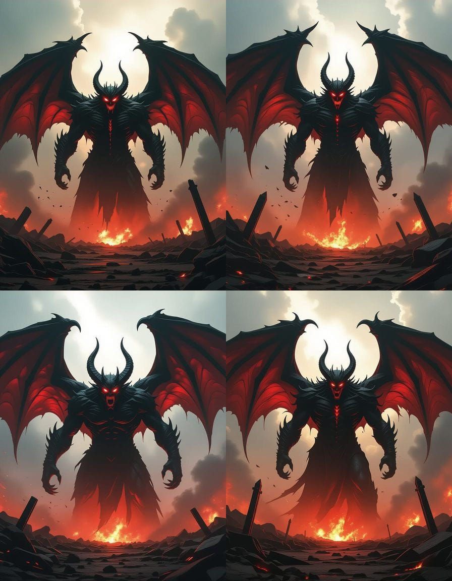 Obsidian Demon Emerges From Infernal Battlefield