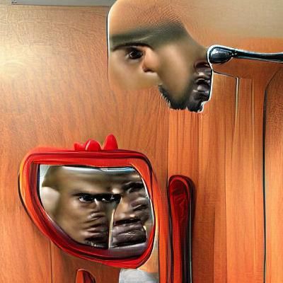 Man's Angry Reflection Reveals Inner Turmoil