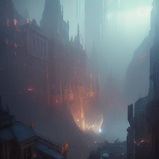 Detailed Map of the Future in Dark Fantasy Style
