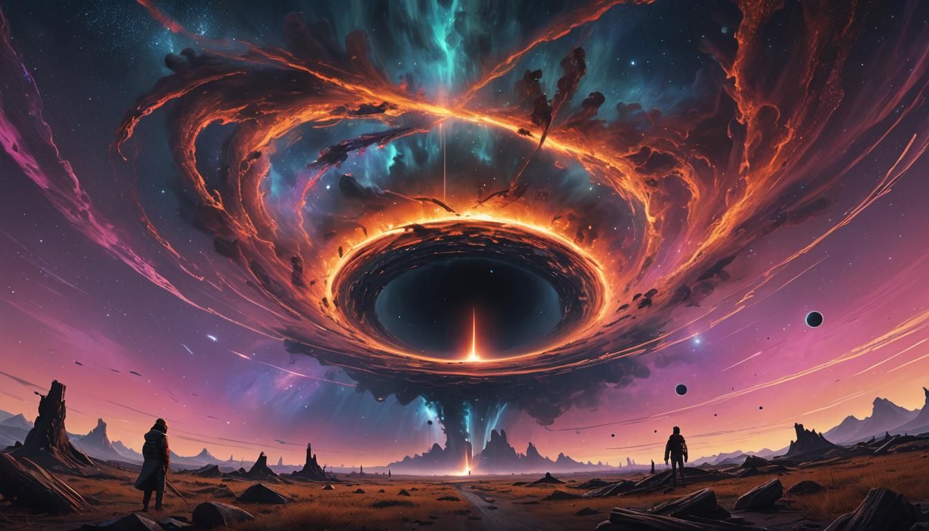 Black Hole Surrounded by Swirling Nebula