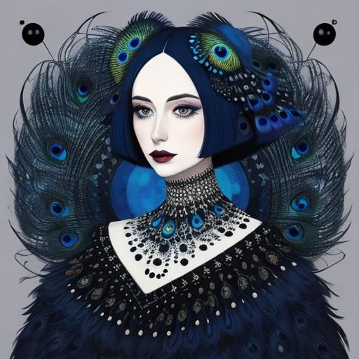 Abstract Woman with Peacock Feathers