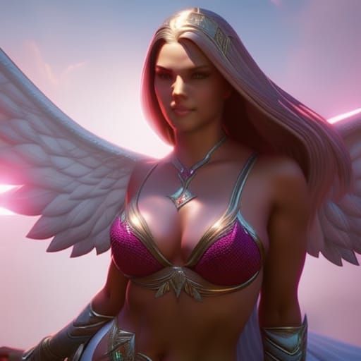 Hyperrealistic Angel Portrait in Art Nouveau Style