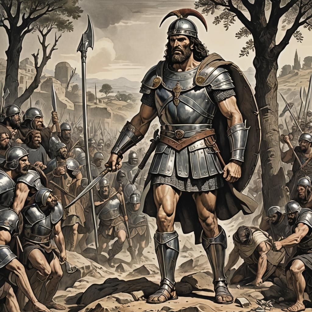 Goliath: Giant Warrior in Detailed Matte Painting