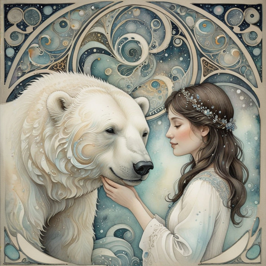 Girl Meets Polar Bear in Moonlit Fairytale