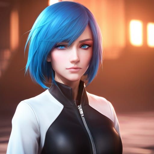 Anime Woman Portrait in 3D Render Style