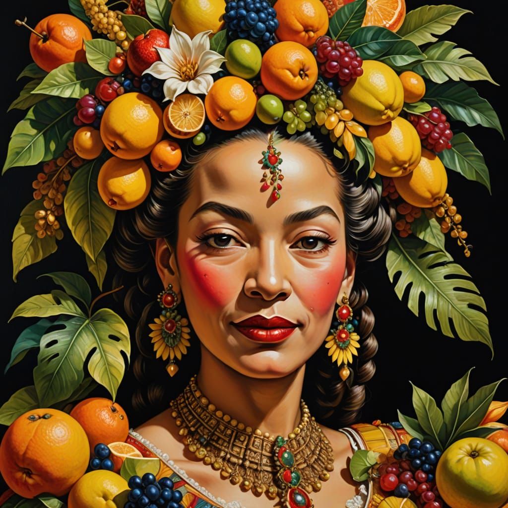 Tropical Fruit Goddess in Mannerist Style