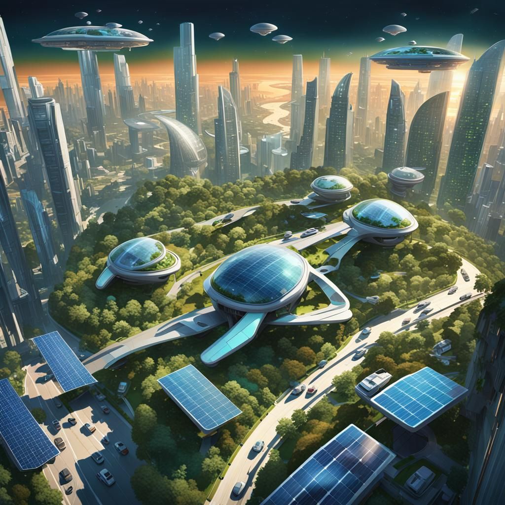 Futuristic City Concept Art in Utopian Style