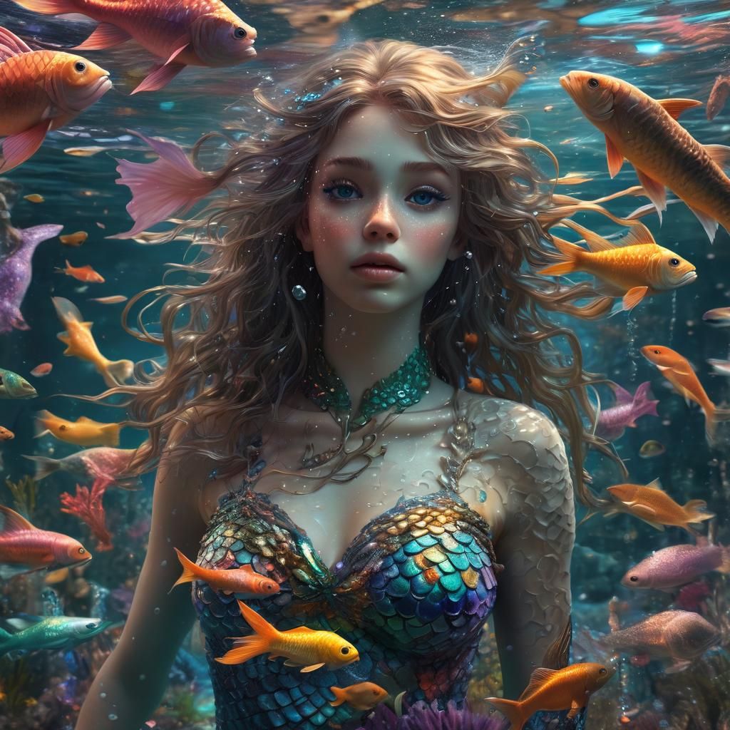 Rainbow Mermaid Dissolving into Starry Gateway