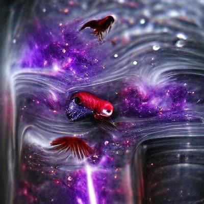 Betta Fish Swimming Through a Galaxy