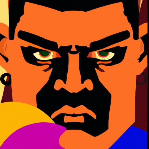 Pop Art Dark Man in Geometric Bauhaus Style