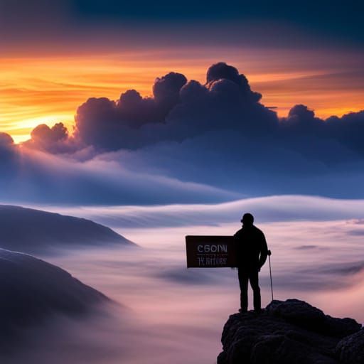 Man Silhouette at Sunset with Fishing Sign