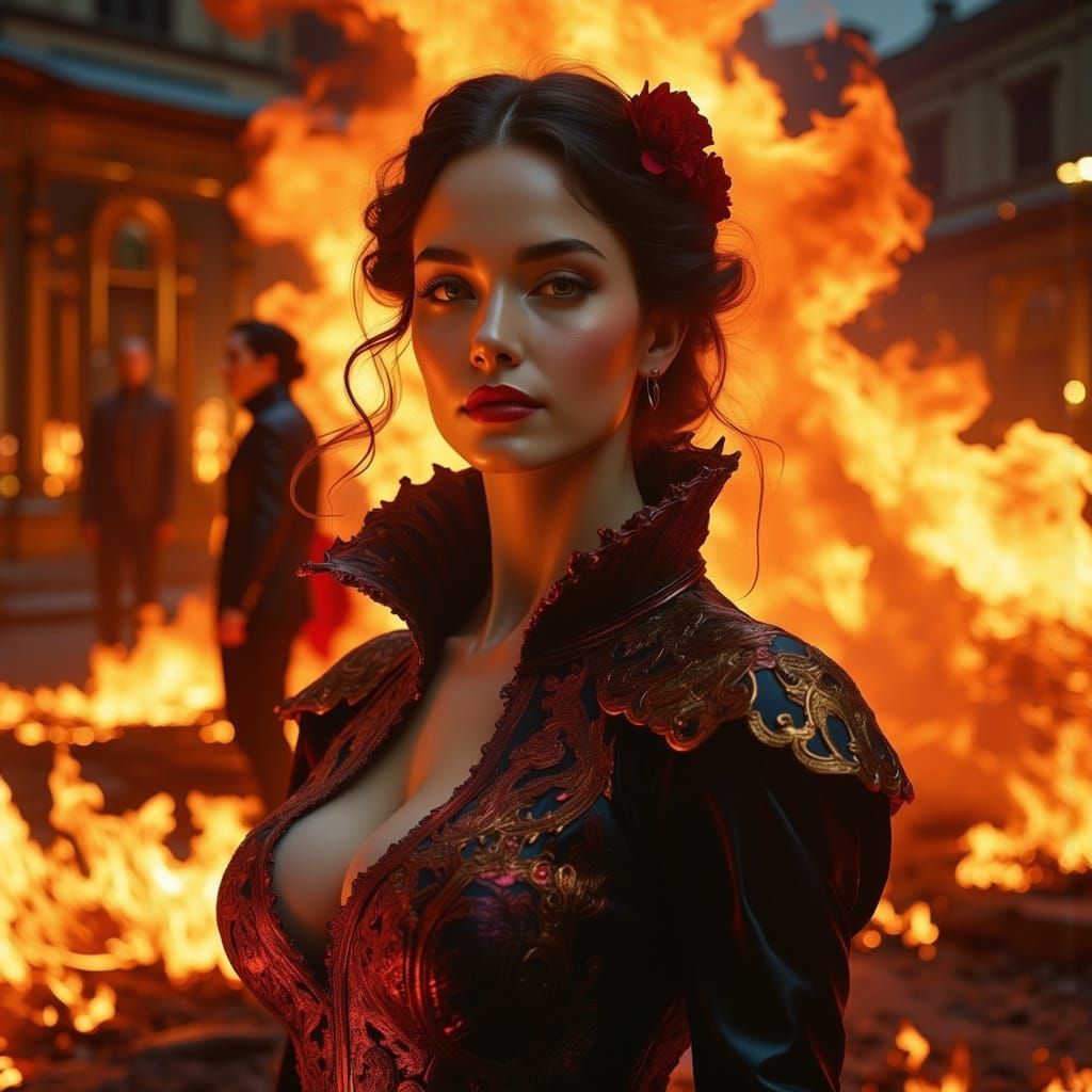 Women Fight Fire in Romantic Fantasy Style