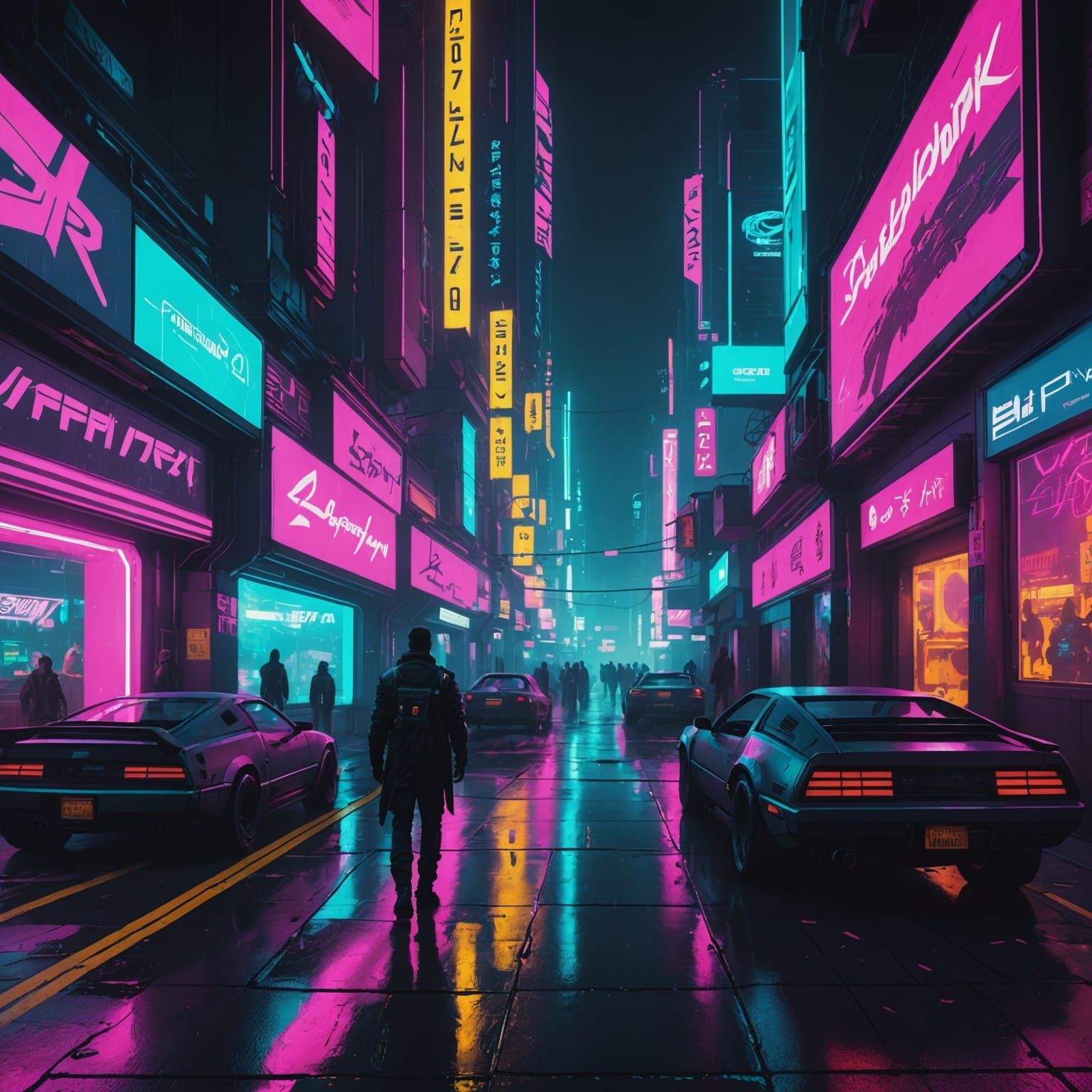 Cyberpunk Outer Space with Neon Lights