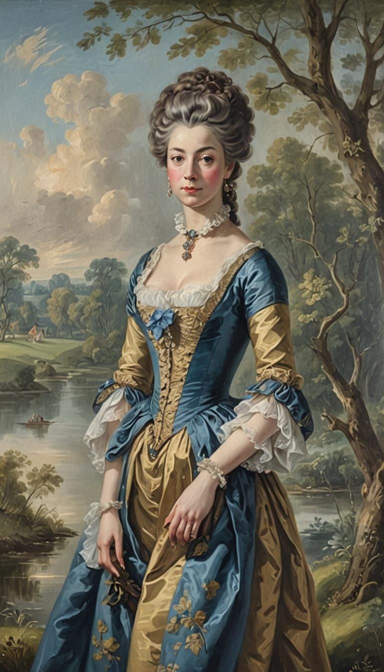 Elegant Woman Portrait in Gainsborough Style