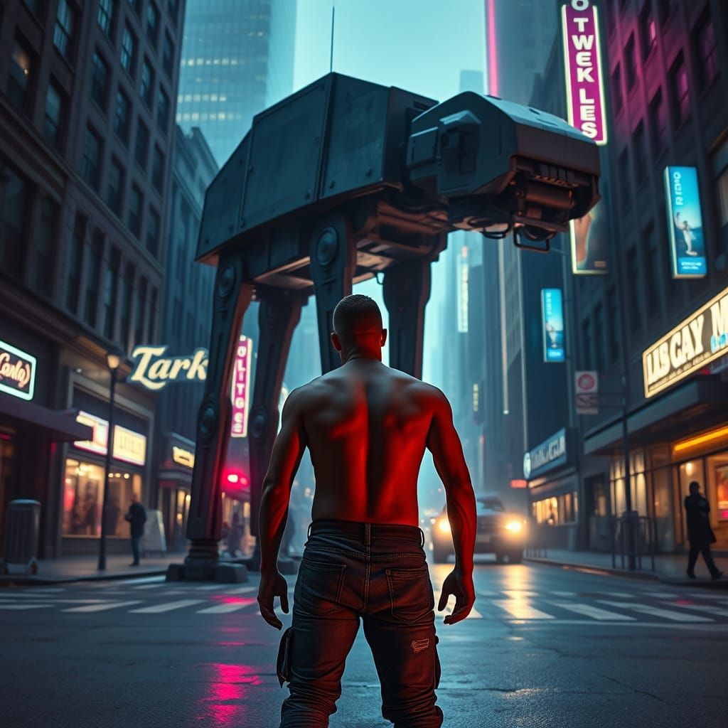 AT-AT Walker Invades Manhattan in Dystopian Future