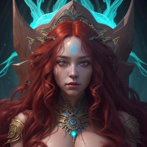 Cosmic Queen Portrait with Bioluminescent Skin