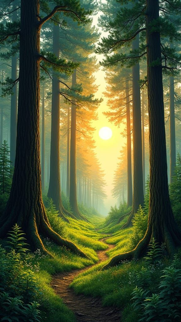 Surreal Forest Glows at Sunset