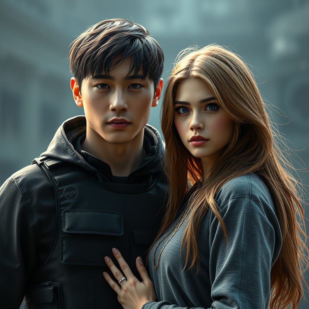 Hyper-Detailed Sci-Fi Portrait of a Korean Man and American ...