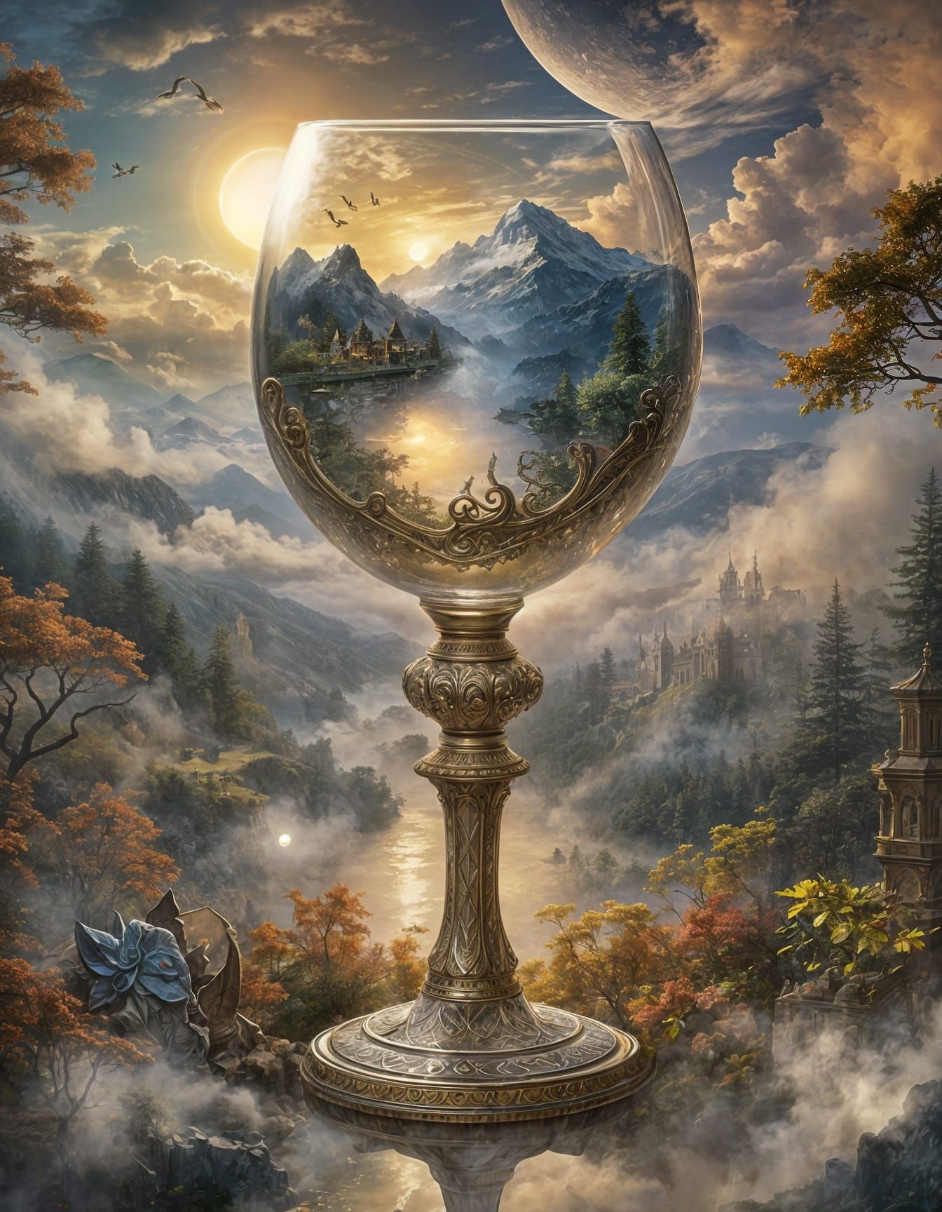 Surreal Four Seasons Goblet in Ethereal Style