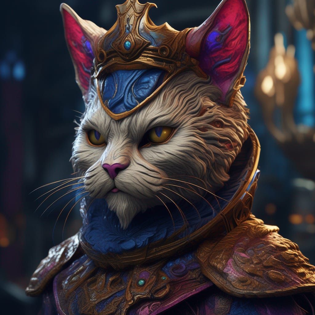 Anthropomorphic Cat in Detailed Fantasy Art