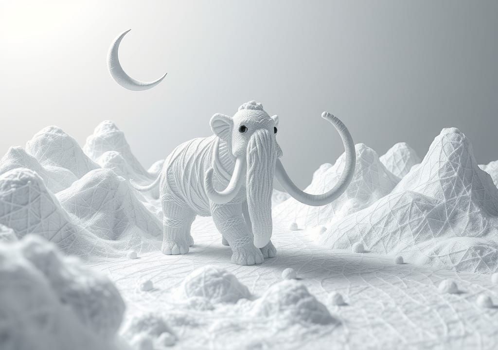 Macrame Mammoth in String Landscape