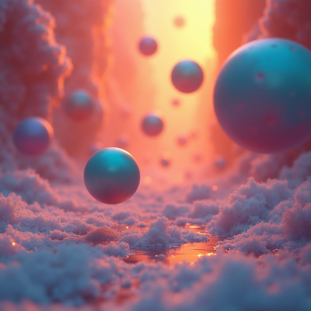 Floating Colorful Balls in Futuristic Digital Art