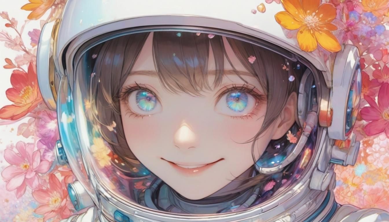 Floral Astronaut Girl in Anime Style