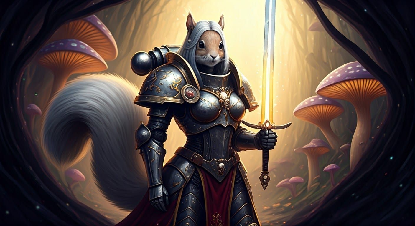 Regal Squirrel-Human Paladin in Sisters of Battle Armor