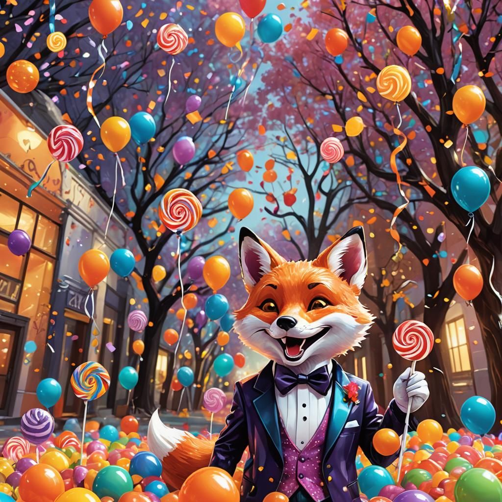Candy Art Fox at Halloween Party